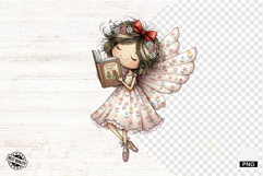 Spring Fairy Reading Png Sublimation - Spring Clipart Product Image 1