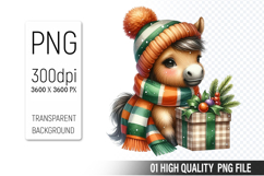 Watercolor Christmas Animals Clipart PNG Bundle, 25 Designs Product Image 15