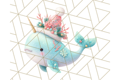 Coral and Aqua Christmas Clipart PNG, Pastel Holiday Art Product Image 2