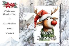 Merry Christmas Deer Garden Flag, Winter Garden Flag Design Product Image 1