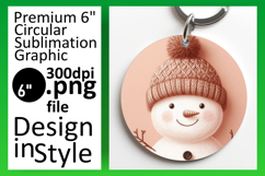 Cute Round Design Keychain Template , Snowman Product Image 1
