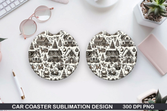 Cute House Car Coaster Sublimation | Christmas Coaster PNG Product Image 1