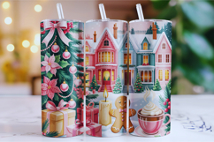 Merry Christmas Santa House Tumbler Wrap | Christmas Wrap Product Image 1