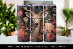 Deer 20 oz Skinny Tumbler Sublimation Design PNG Product Image 1