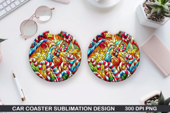 Christmas Car Coaster Sublimation| Christmas Coaster PNG Product Image 1