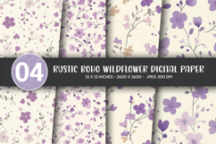 Rustic Boho Wildflower Digital Paper Product Image 1