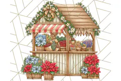 Cozy Christmas Market Stall Clipart PNG, Holiday Art Png Product Image 2