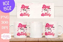Stay spooky mug wrap sublimation PNG, Pink Halloween mug PNG Product Image 3