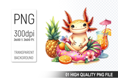 Summer Cute Axolotl Clipart PNG | Summer Digital Download Product Image 1