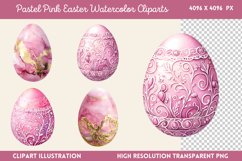 Pastel Pink Easter Watercolor Clipart PNG Product Image 1