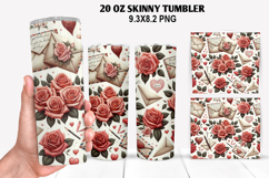 Valentine Skinny Tumbler 20oz Wrap Design, Valentine Tumbler Product Image 1