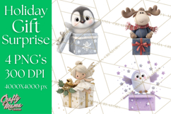 Christmas Characters in Gift Boxes PNG Clipart Product Image 1
