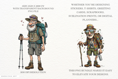 Whimsical Hiking Summer Grandpa Clipart Product Image 2