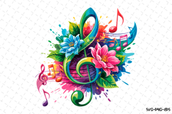 Music &amp; Flowers svg Design | Svg Files for Cricut Product Image 1