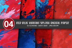 Red Blue Vibrant Splash Digital Paper Product Image 1