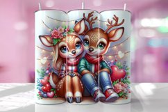 Valentine's Day Deer Couple Tumbler Wrap Sublimation Design Product Image 1