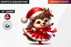 Hedgehog clipart, Christmas clipart, winter clipart, PNG Product Image 1