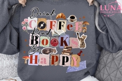 Drink Coffee Read Books Be Happy PNG Product Image 4