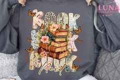 Colorful Boho Floral Bookworm Png, Bookish Png Product Image 4