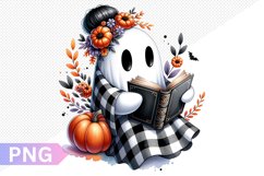 Halloween Ghost And Books Sublimation - Clipart PNG Design Product Image 1
