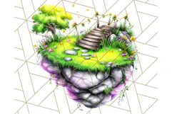 Bright Floating Island PNG Clipart for Fantasy Worlds & Maps Product Image 2