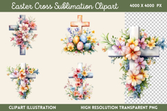 Easter Cross Sublimation Clipart PNG Product Image 1