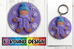 Holiday 3D Gingerbread Round Design Keychain Sublimation Product Image 1