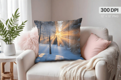 Winter Christmas Wonderland PNG Pillow, Winter Pillow Design Product Image 1