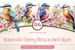 Cherry Blossom Bird Clipart PNG Product Image 1