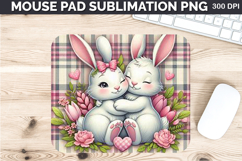 Watercolor Bunny Mouse Pad Sublimation - Valentines PNG Product Image 1