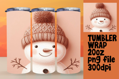 SLEEK 20oz PNG Tumbler Artwork , Snowman Product Image 1