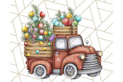 Vintage Christmas Truck Clipart PNG, Retro Holiday Vehicle Product Image 2