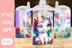 Cute unicorn sippy cup sublimation PNG, Kids tumbler PNG Product Image 2