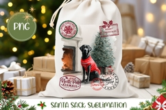 Watercolor Christmas Dog Santa Sack, Gift Bag Design Product Image 1