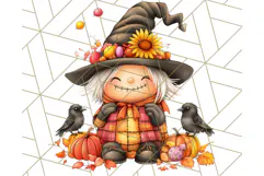 Spooky Cute Halloween Gnome PNG Clipart, Witch Ghost Bat Product Image 2