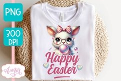 Happy Easter sublimation PNG, Cute Easter bunny bubble gum Product Image 2