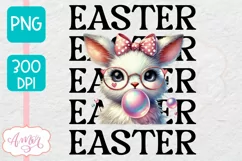Cute Easter sublimation PNG, Coquette bunny PNG design Product Image 1