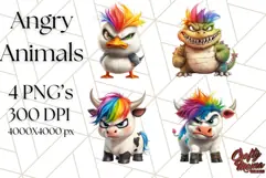 Angry Animal Clipart PNG, Duck, Aligator, Cow Product Image 1
