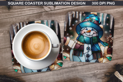 Snowman Coaster Sublimation, Christmas Coaster PNG Design Product Image 1