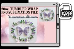Spring Butterfly Tumbler Wrap - 20oz 3D Garden Design Product Image 1