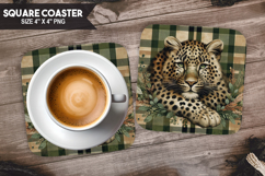 Cute Tiger, Animal coaster, Buffalo Plaid Square Coaster PNG Product Image 1