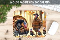 Turkey Mouse pad Sublimation - Thanksgiving Animal PNG Product Image 1