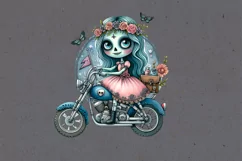 Watercolor Halloween Zombie Doll. PNG sublimation Product Image 2