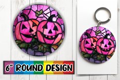 Autumn Magic Stained Glass Round Design Keychain Product Image 1