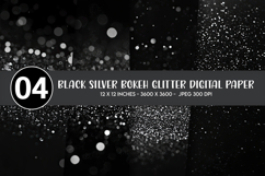 Black Silver Bokeh Glitter Digital Paper Product Image 1