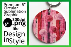 Floral Stripe Delight: Sublimation Circle &amp; Keychain Product Image 1