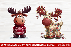 Whimsical Cozy Winter Animals Clipart | Cute Snowy Forest Product Image 1