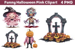 Funny Halloween Pink Clipart PNG Product Image 1