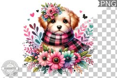 Dog With Flowers Sublimation - Clipart PNG Design Product Image 1