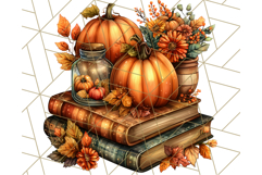 Autumn Library Clipart PNG, Cozy Fall Book Art Product Image 2